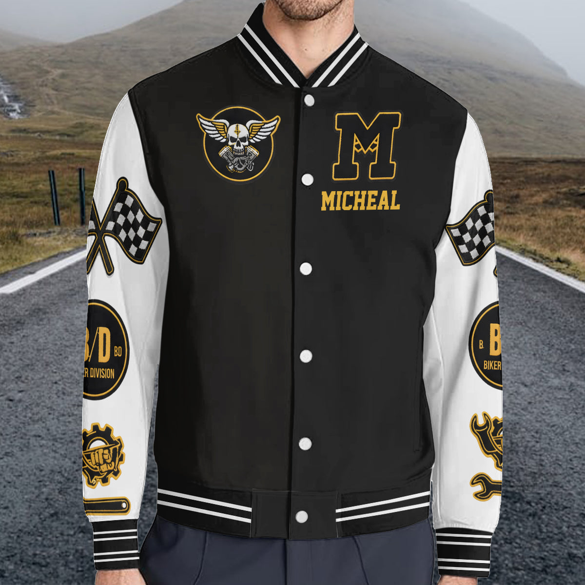 Bikers Go Chrome - Personalized Biker Varsity Jacket