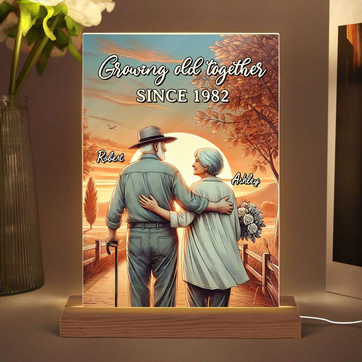 Personalized "Growing Old Together" Plaque - Custom Anniversary Gift for Couples