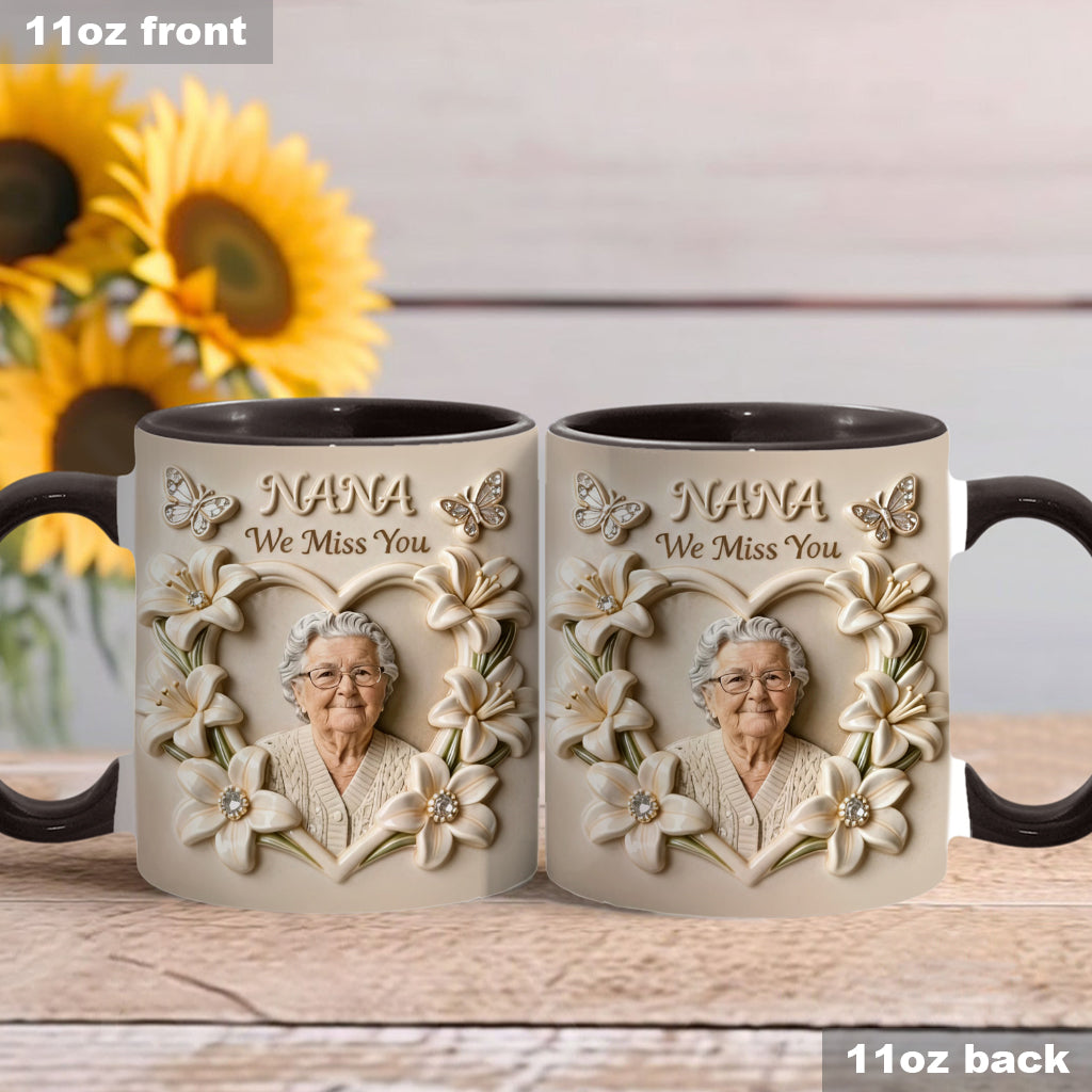 Custom Mug From Any Photo, Birth Flower, Flower Custom, Gift For Her/ Mother/ Grandma... - Personalized Grandma Accent Mug