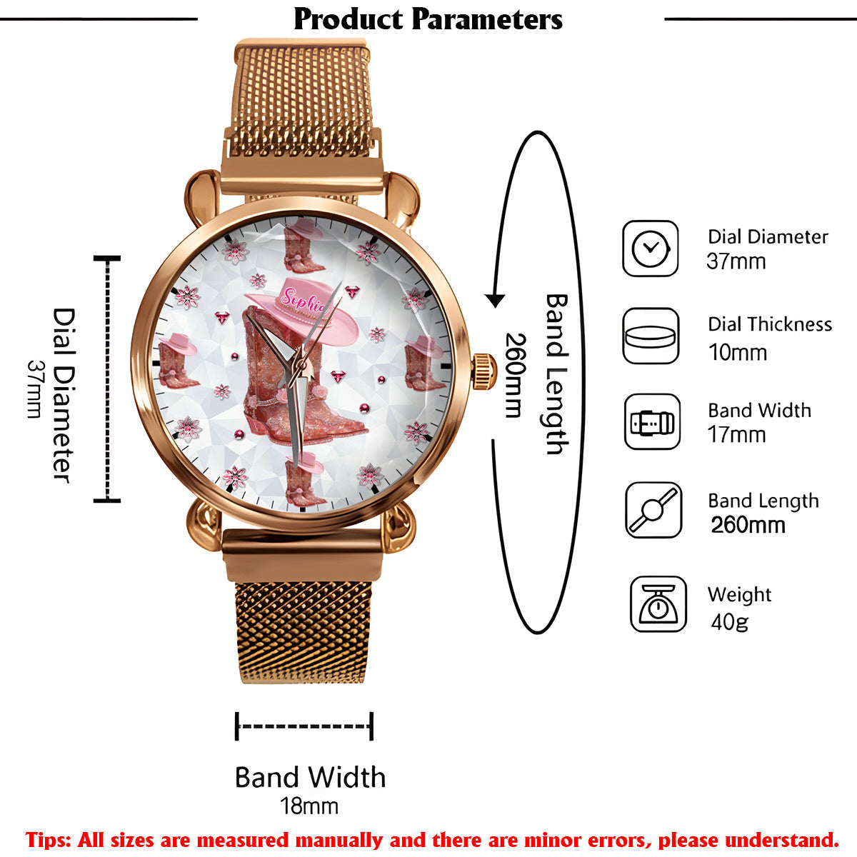 Floral Cowgirl - Personalized Cowgirl Women Hand Watch