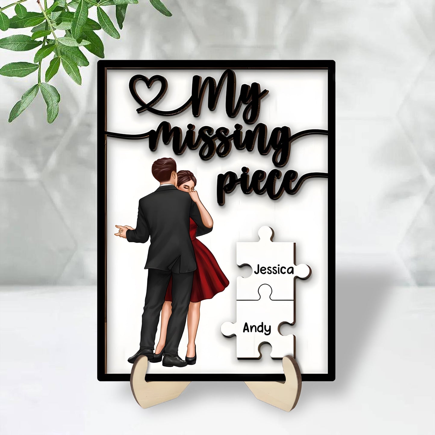 Personalized "My Missing Piece" 2 Layered Wooden Plaque – A Heartfelt Gift for Couples, A Symbol of Love and Completion, Anniversary Gift, Valentine's Day Gift For Couple