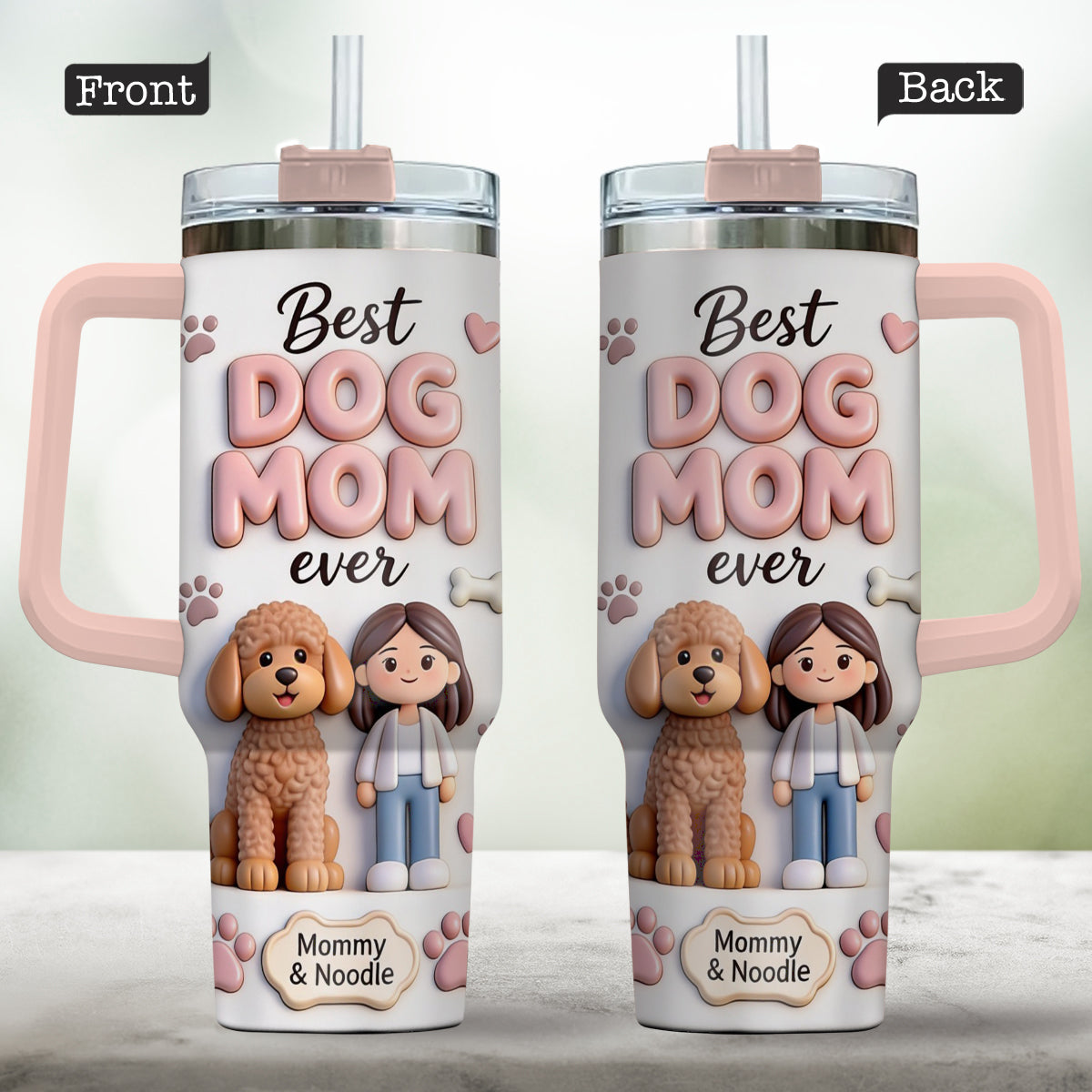 Best Pet Mom Ever - Personalized Dog Tumbler With Handle