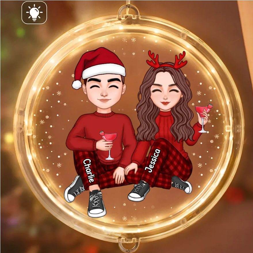 Cute Couple Christmas Gift For Him For Her Personalized Acrylic Ornament or Keychain or Plaque