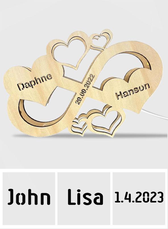 Custom Name Infinity Heart Lamp - Personalized Couple Lamp
