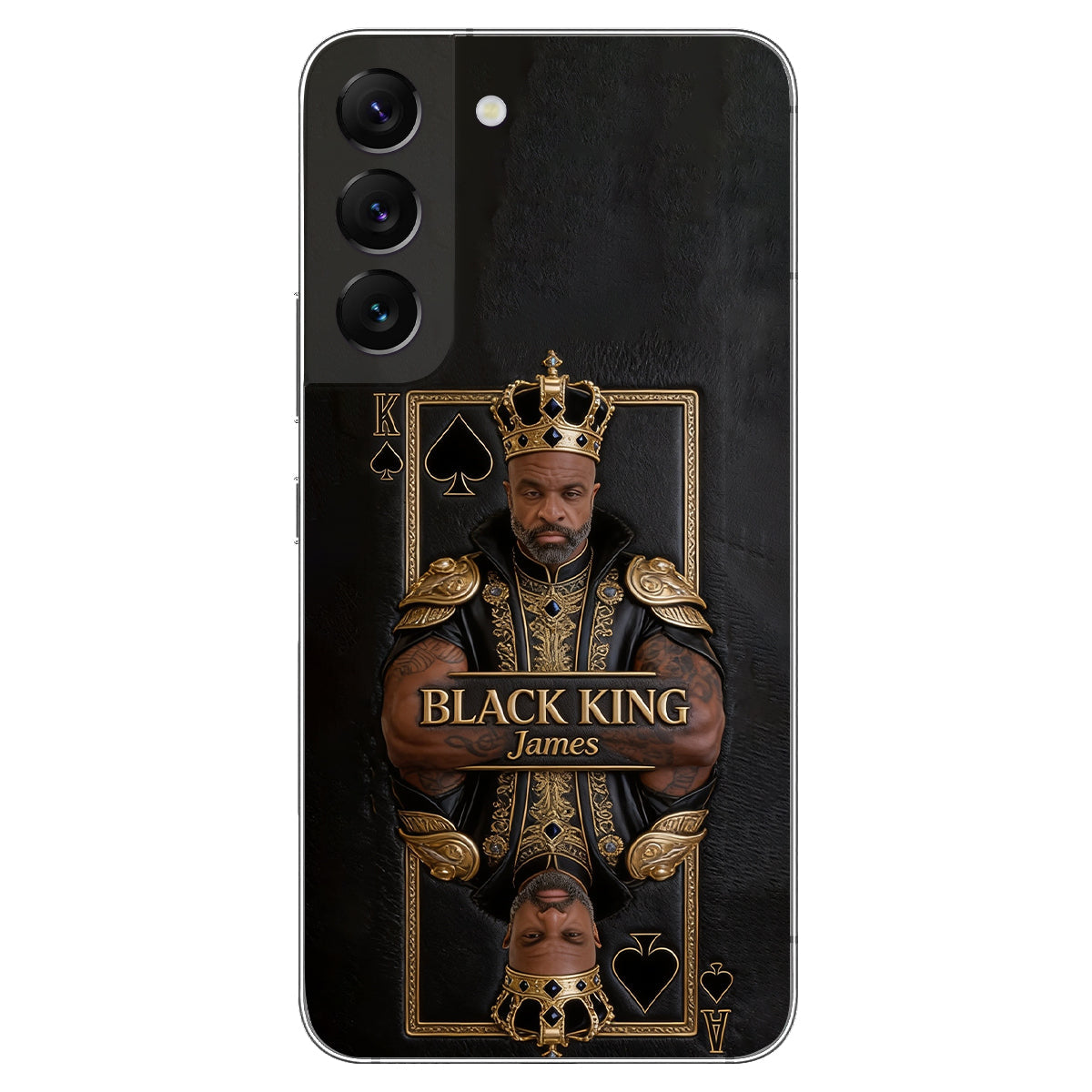 Black King - Personalized African American 3D Embossed Leather Phone Case
