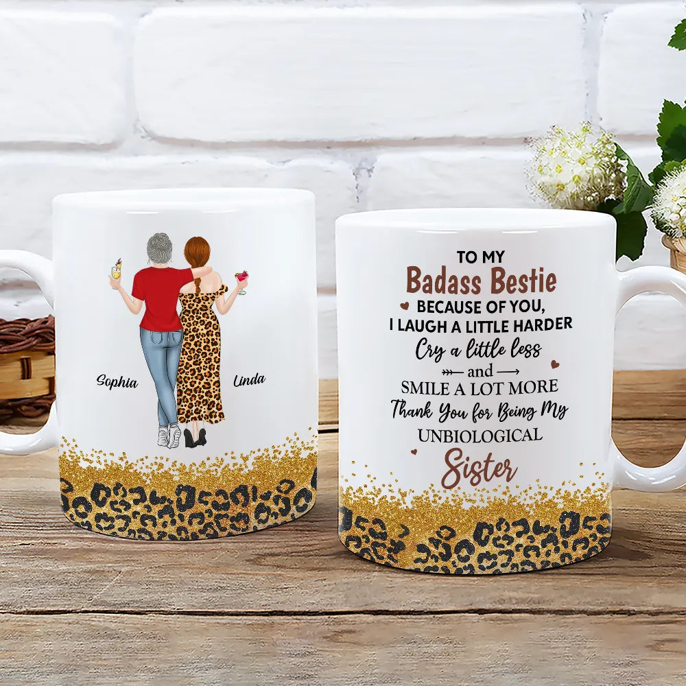 White Ceramic Mug for Best Friends – Heartfelt Unbiological Sister Gift to Share Joy
