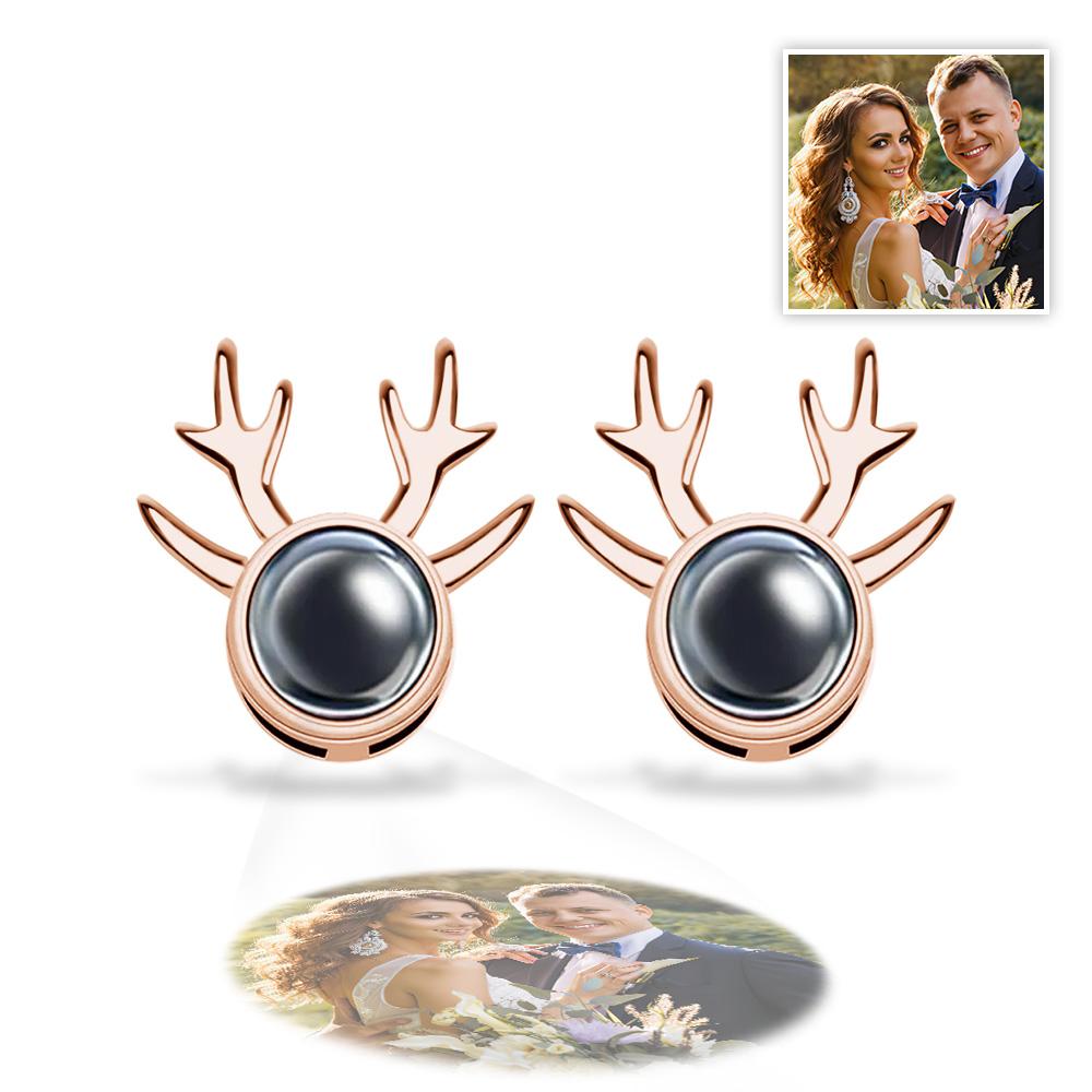 Hunting Life - Personalized Hunting Deer Horn Projection Photo Earring