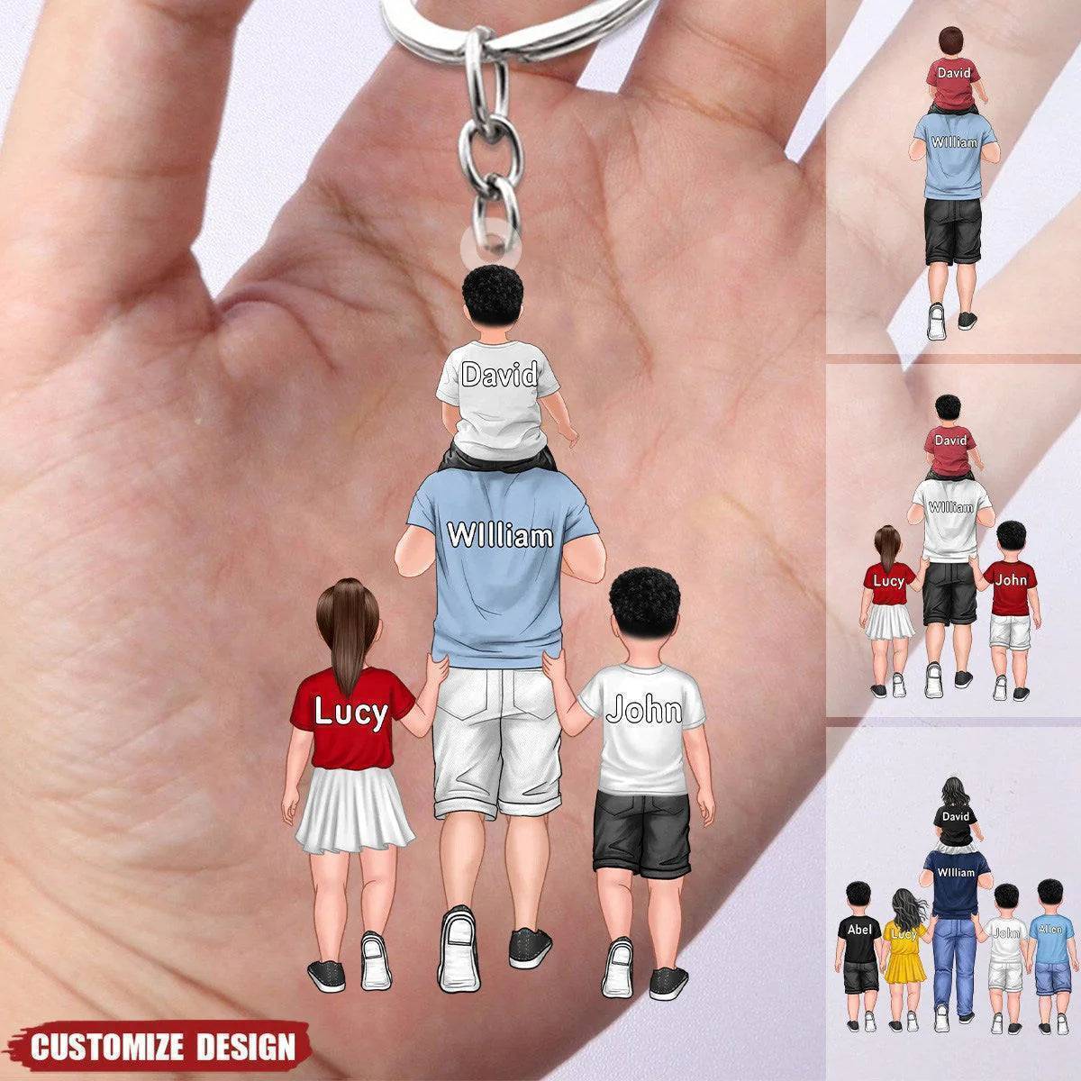 Personalized Dad/Grandpa/Mom/Nana With Kids Acrylic Keychain