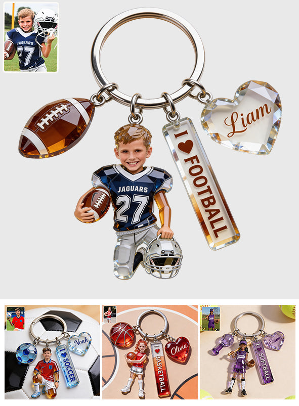 Kids Sports - Personalized Kid Premium Keychain With Charms