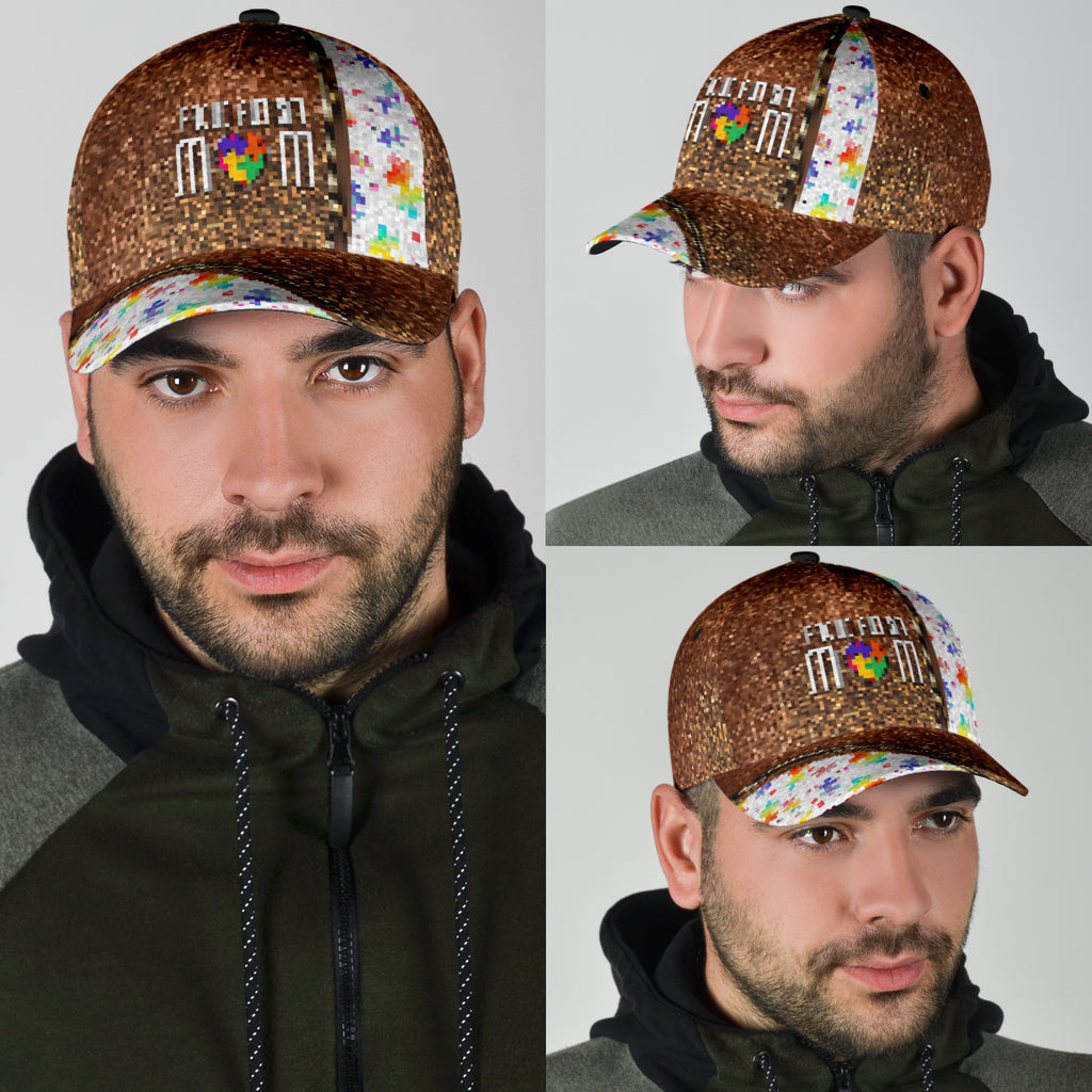 Autism Mom Leather Pattern Print Autism Awareness Classic Cap 0622