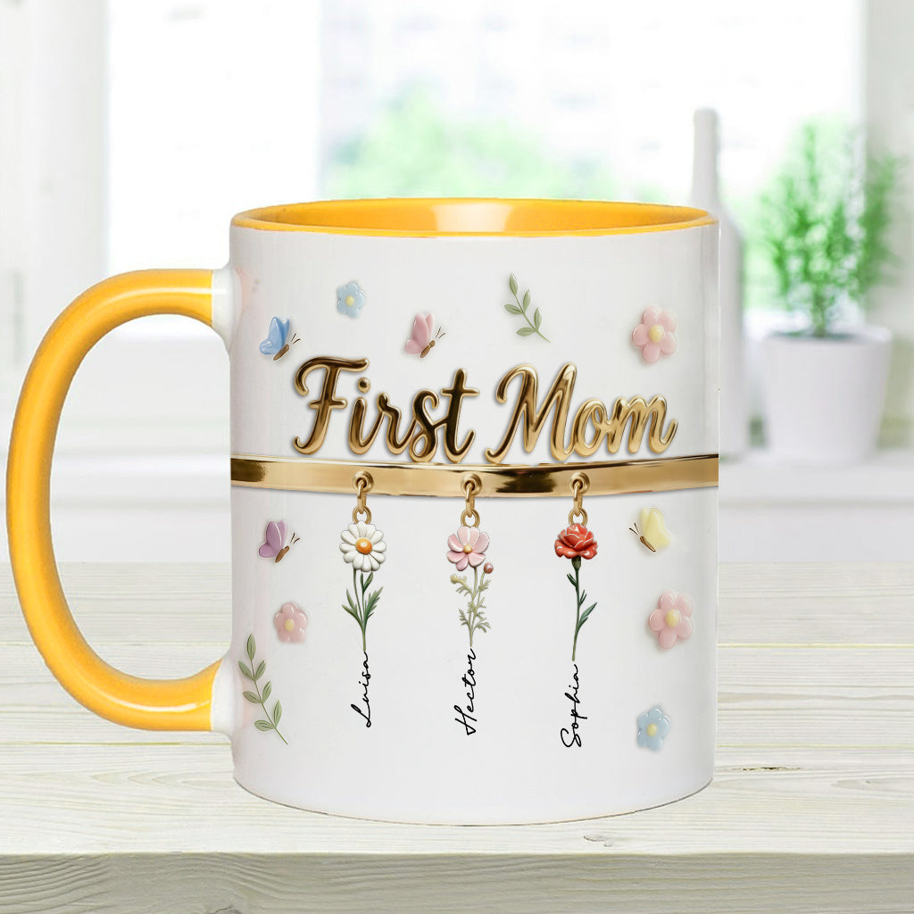 First Mom Now Grandma - Personalized Grandma Accent Mug & Coaster