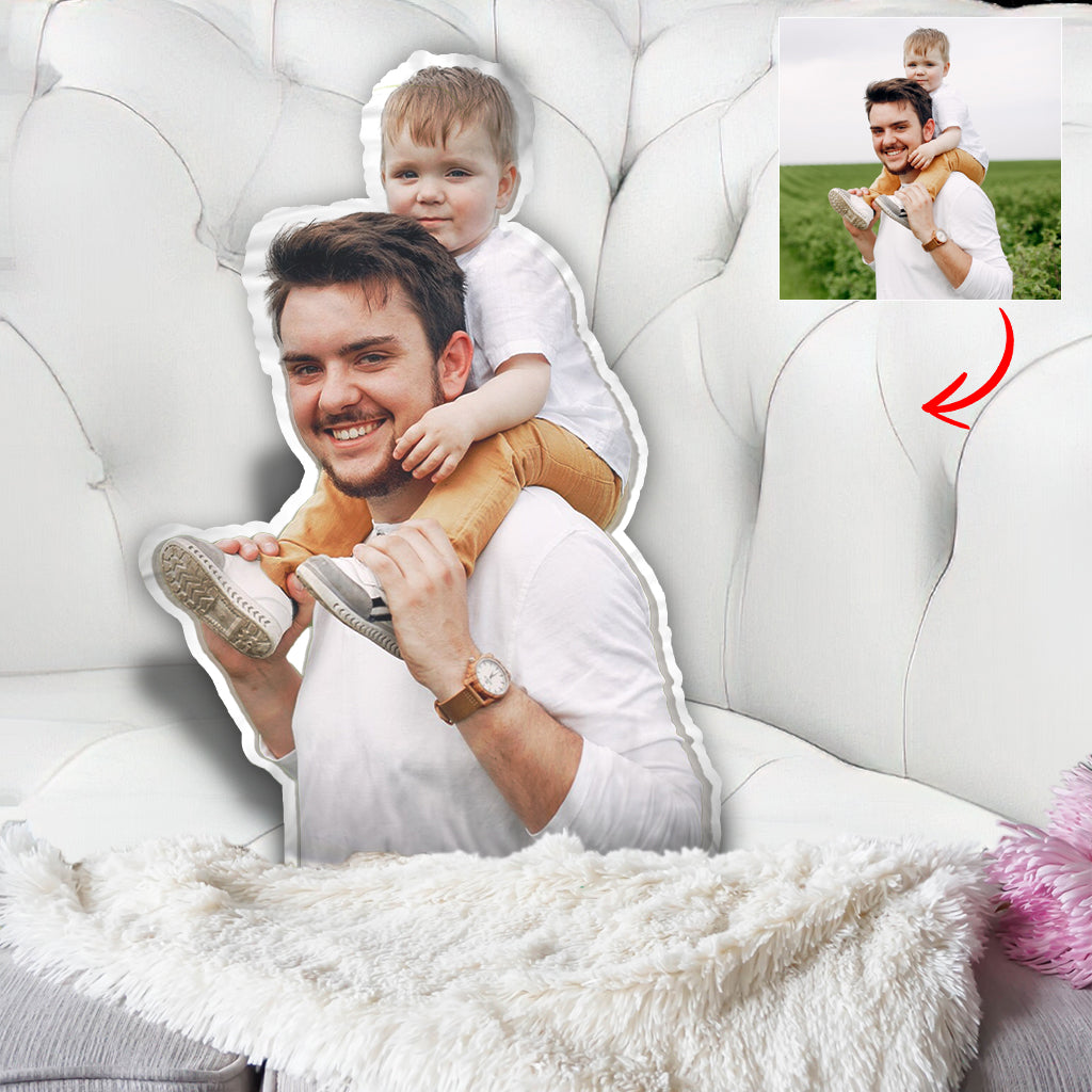 Custom Photo Humanoid - Personalized Step Dad Shaped Pillow