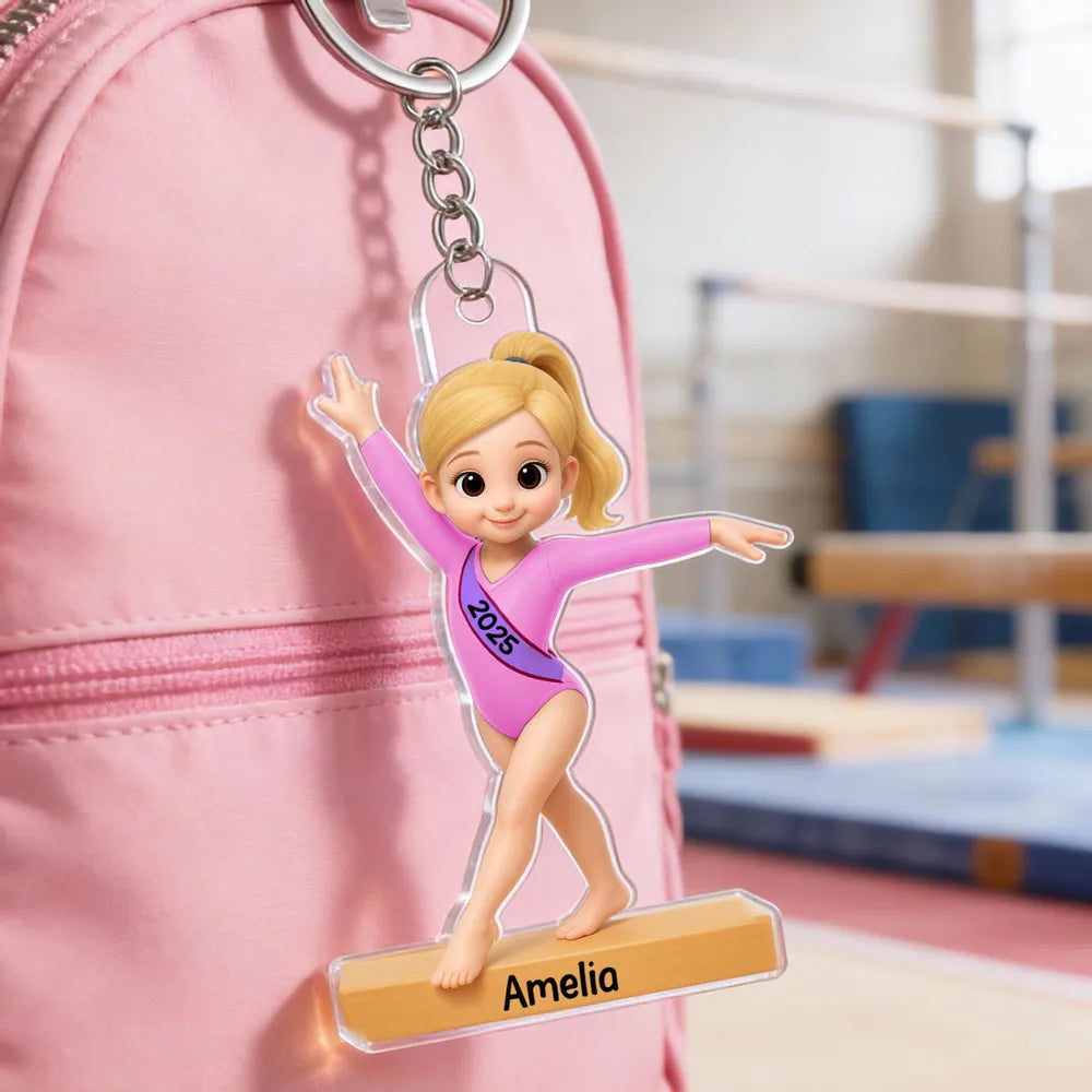 Custom Name Gymnastics Acrylic Keychain Bright Cute Charm for Backpack or Keys A Sweet Unique Gift