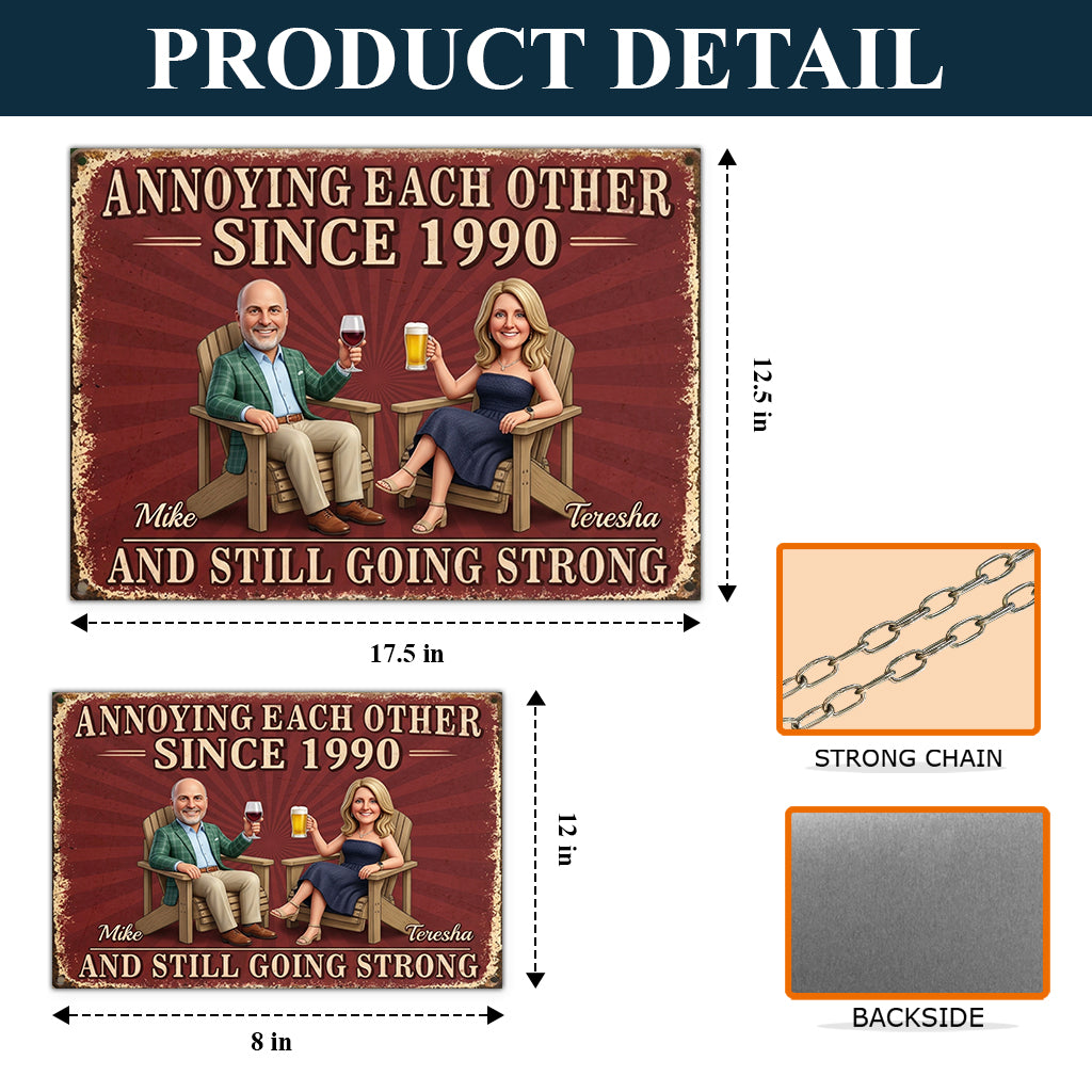Annoy Each Other Since - Personalized Couple Rectangle Metal Sign