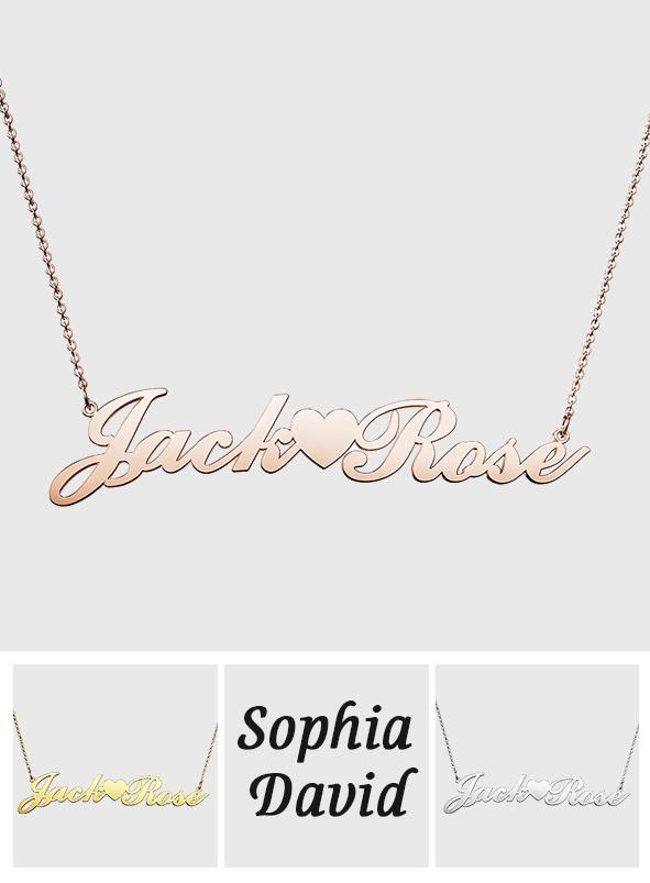 Custom Name - Personalized Couple Necklace with Little Heart