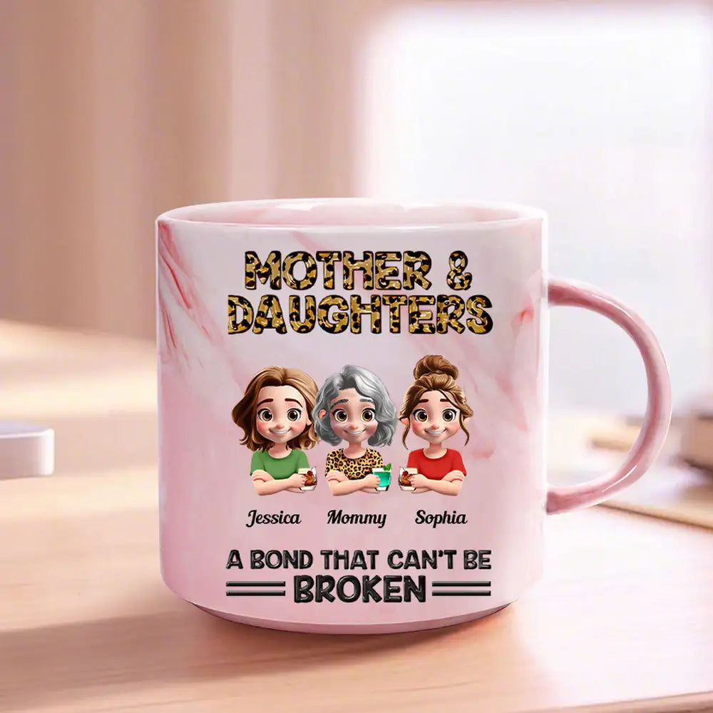 Personalized Mother & Daughter Marble Mug – Toasting Together, Heartwarming Gift for Mother or Daughter