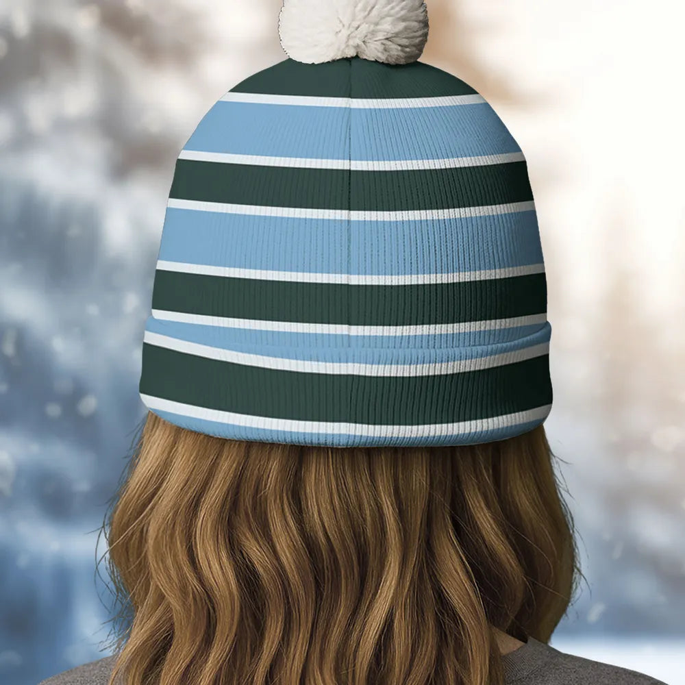 Personalized Dog Dad Bobble Beanie Hat With Custom Cartoon Pet & Owner - Cozy Winter Gift for Dog Lovers