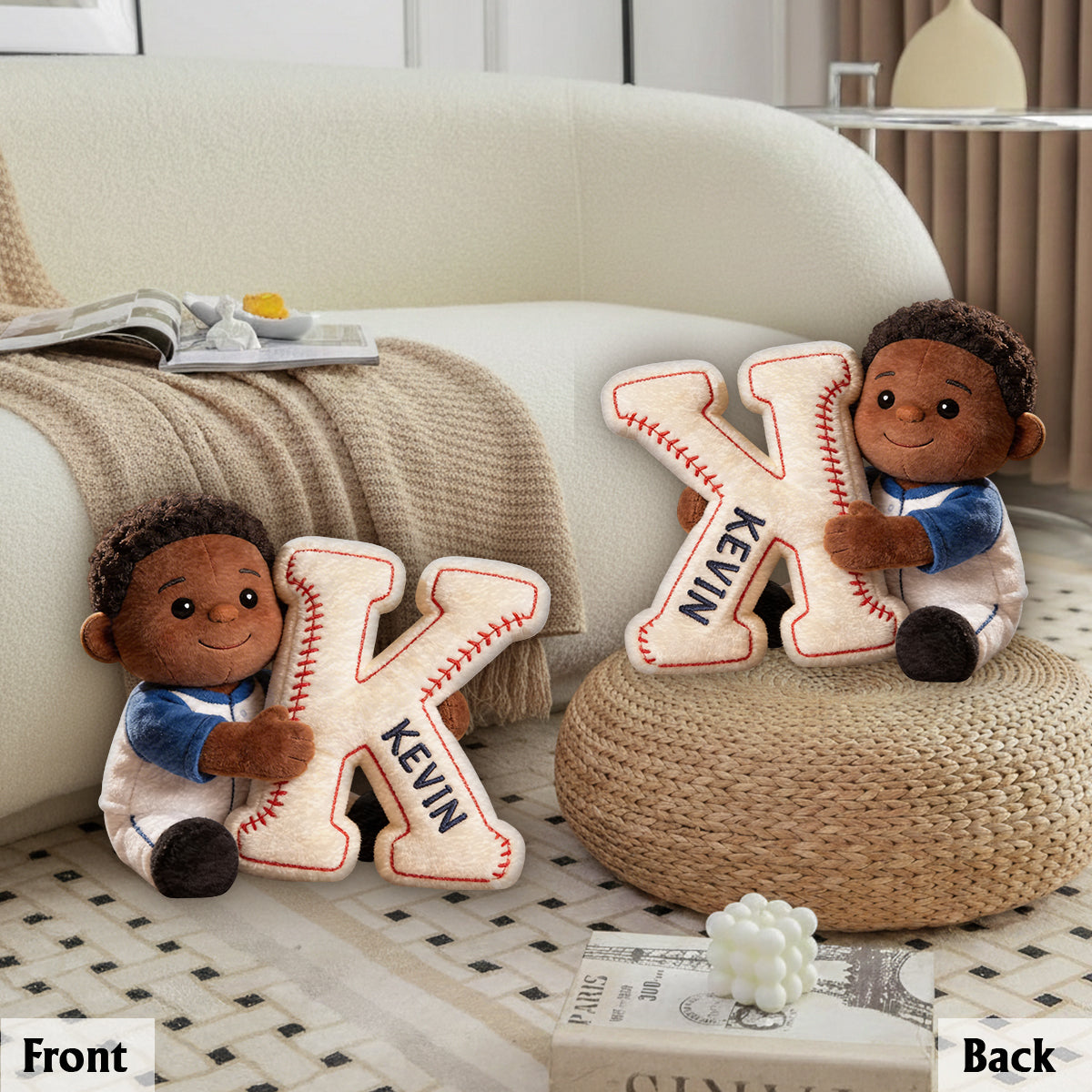Initial Pillow Custom From Any Photo - Personalized Baseball Premium Faux Fur Pillow