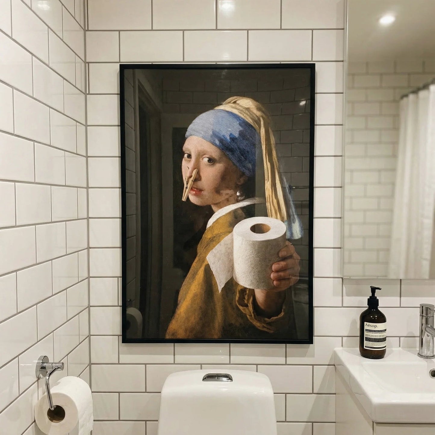 Funny Personalized Bathroom Poster Classic Painting Toilet Humor Wall Art Vibrant Colors Unique Housewarming Gift For Her Or Him