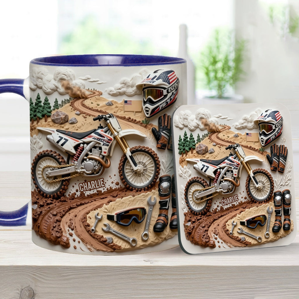 Cool Dirt Bike, Motocross - Personalized Dirt Bike Accent Mug & Coaster