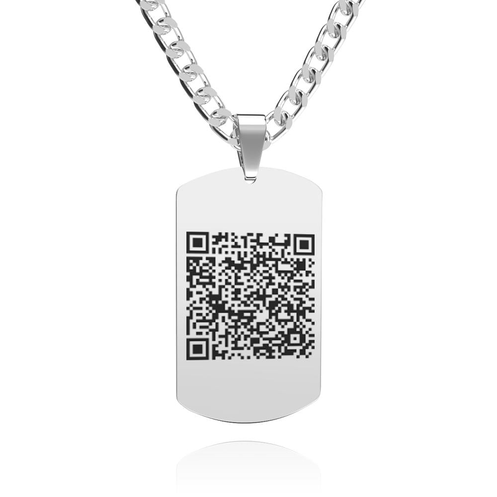 Any Photo - Personalized Men Engraved QR Code Necklace