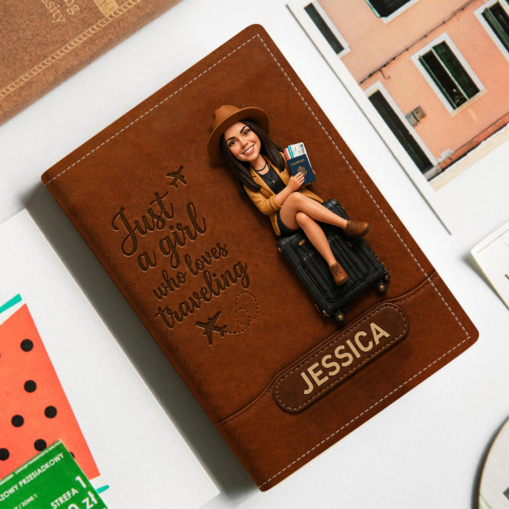 Just A Girl Who Love Traveling - Personalized Travelling Passport Holder & Luggage Tag Set
