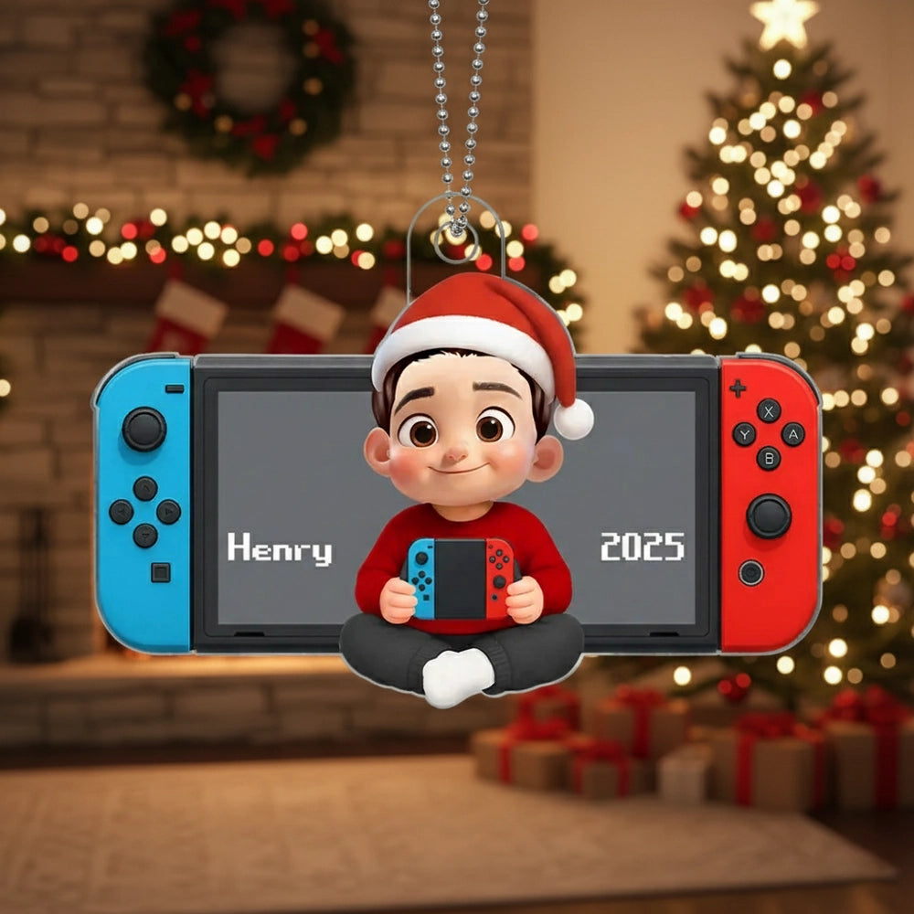 Acrylic Ornament with Game Console Theme, Festive Playful Design, Perfect Gift for Kids and Gamers