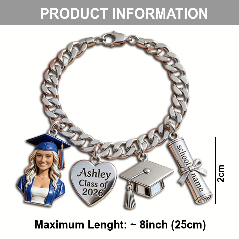 Class Of 2026 - Personalized Graduation Bracelet With Charms