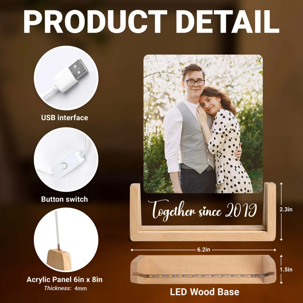 You Make My Heart Smile Personalized LED Light Frame - Romantic Photo Keepsake With Cozy Ambient Light, Creative Gift