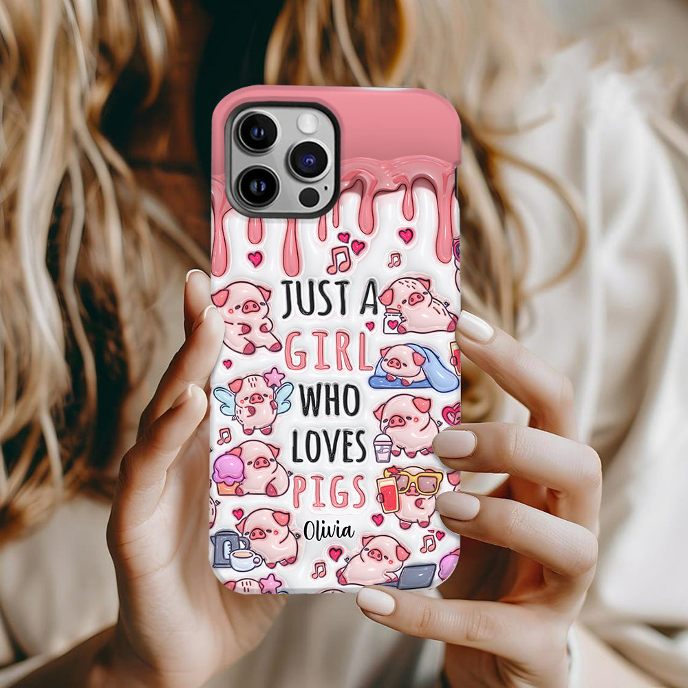 Just A Girl Who Loves Pigs - Personalized Pig Lover Full Print Phone Case
