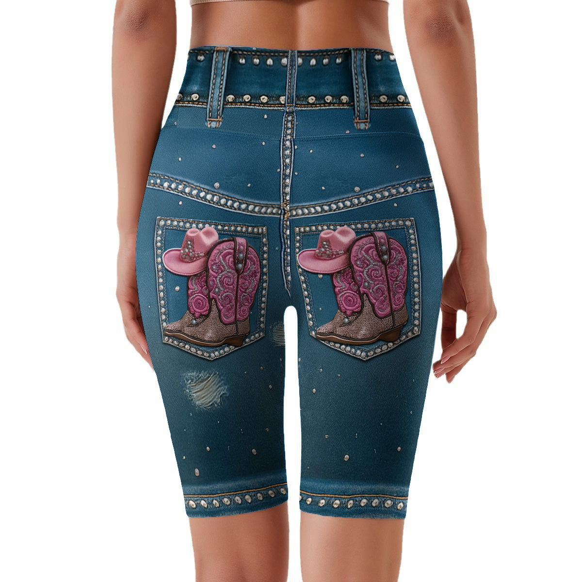 Cowgirl Era - Personalized Cowgirl High-Waisted Biker Shorts
