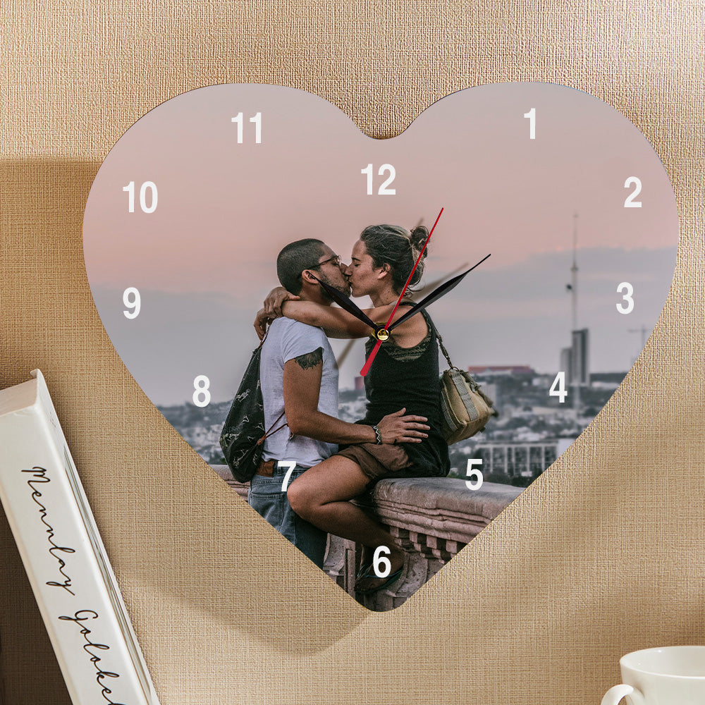 Custom Photo Heart Photo Clock - gift for husband, wife, boyfriend, girlfriend - Personalized Clock
