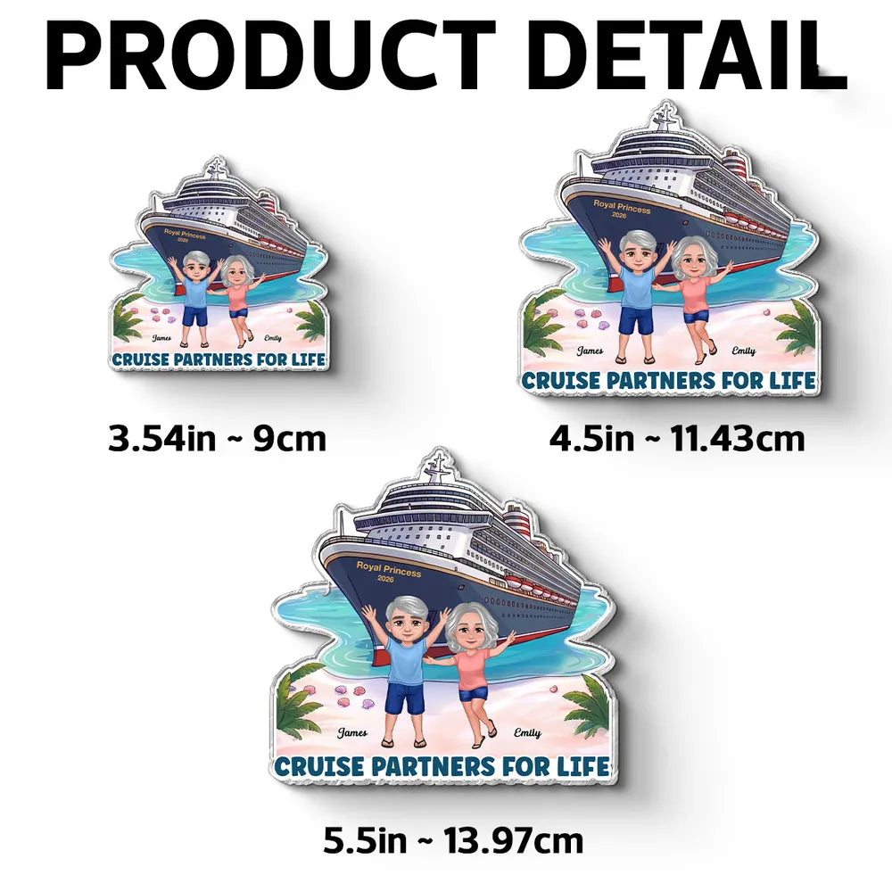 Cruise Partners for Life Acrylic Magnet Personalized Cabin Door Keepsake Waving Couple by the Ship Sweet Gift