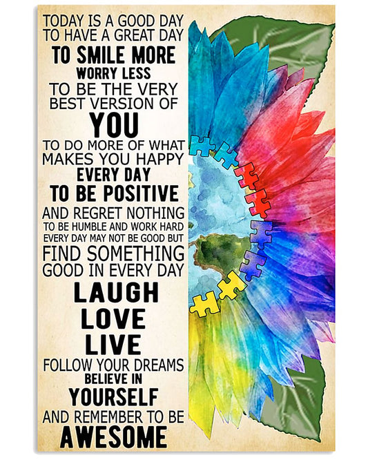 Autism Today Is A Good Day - Autism Awareness Poster 0921