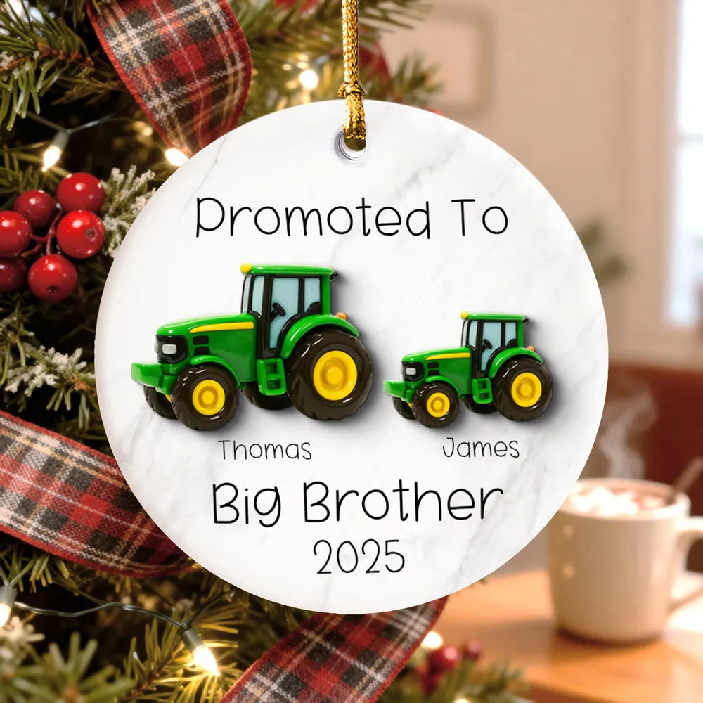 Big Brother Promotion Ornament with Tractor Theme – Meaningful Farm Gift for Family Christmas Celebration