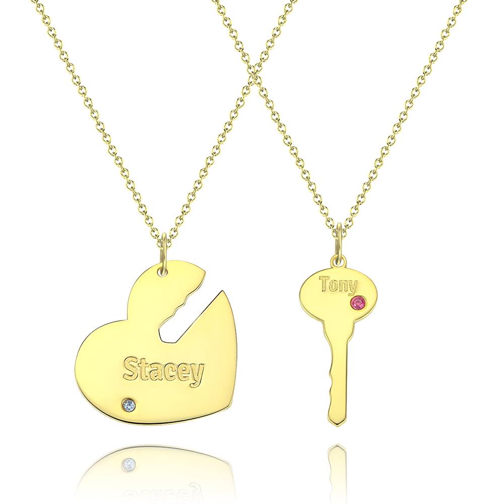 You Are My Key - Personalized Couple Engraved Name Couple Necklace