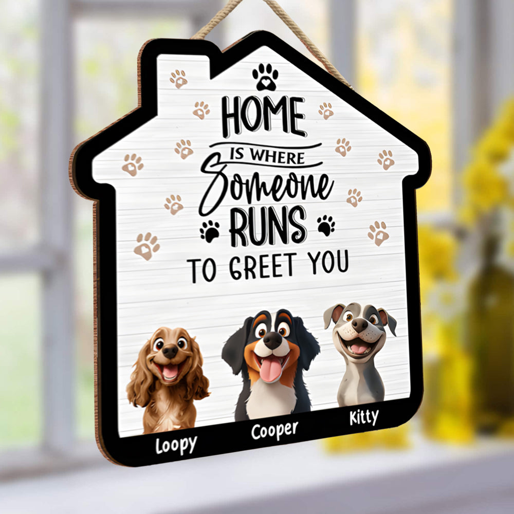 Cute Dog Family Wooden Sign – Perfect Home Decor for Pet Lovers