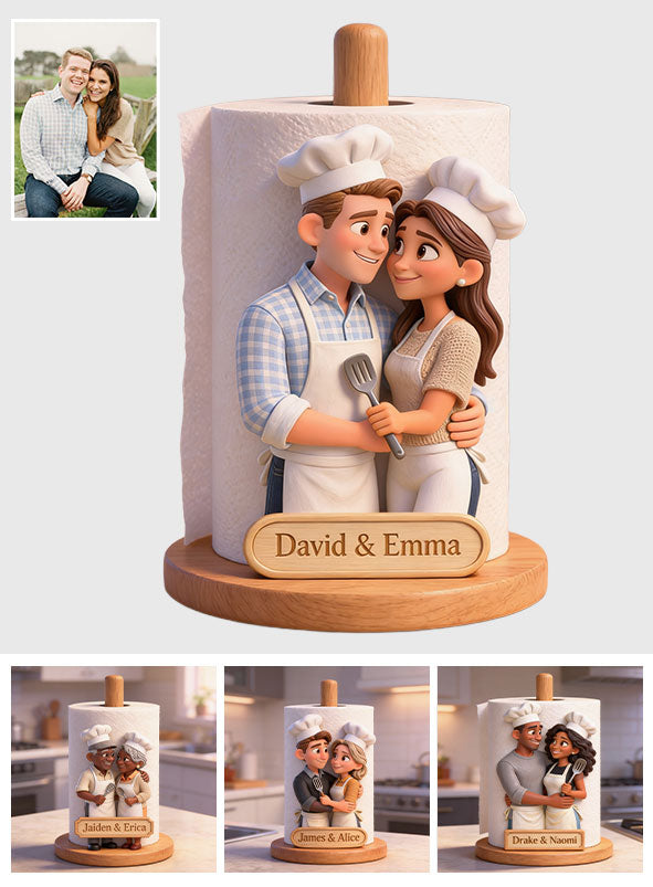 Custom Any Photo Our Kitchen - Personalized Couple Paper Towel Stand