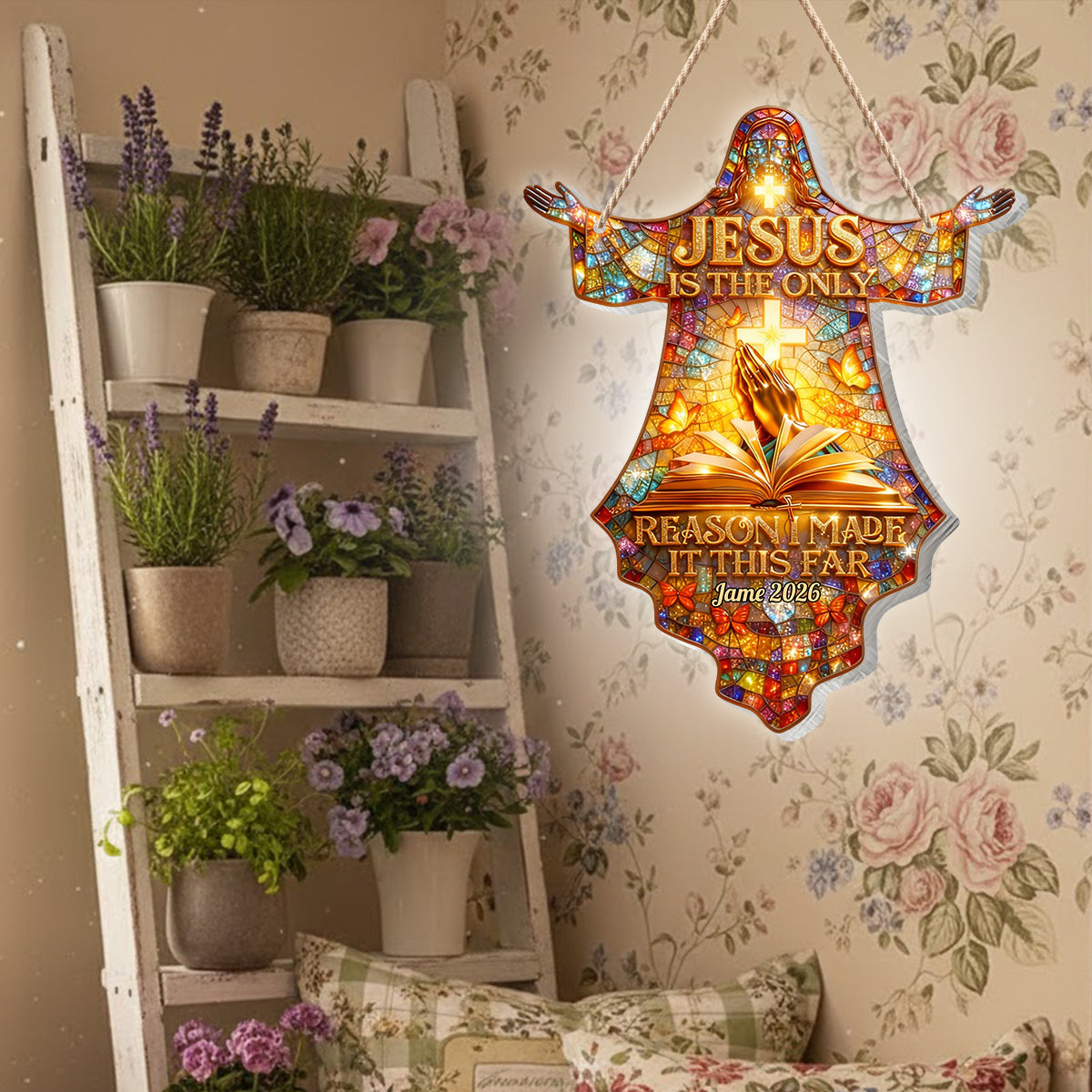 Jesus Is The Only Reason I Made It This Far - Personalized Christian LED Light Acrylic Sign