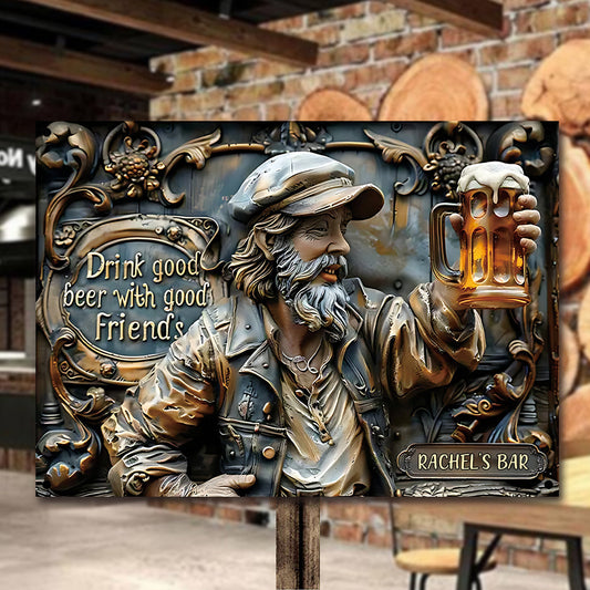 Good Friends Good Beer - Personalized Beer Rectangle Metal Sign