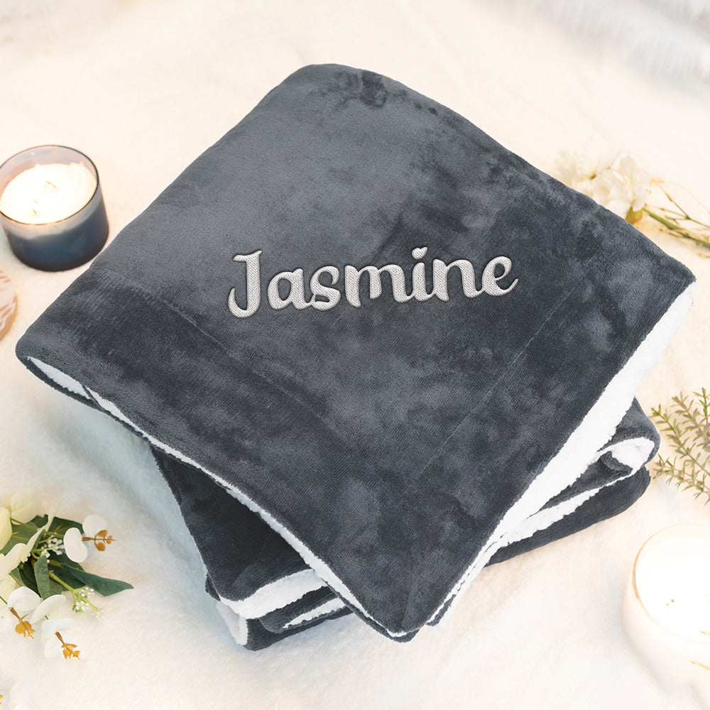Embroidered Name - Personalized Embroidered Plush Throw Blanket