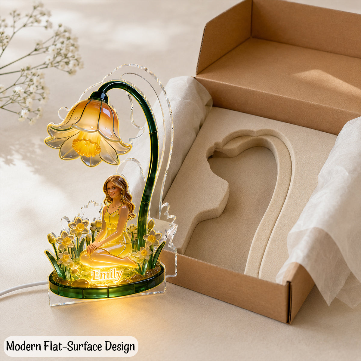 Custom Any Photo Birthmonth Flower - Personalized Self Love Acrylic LED Night Light