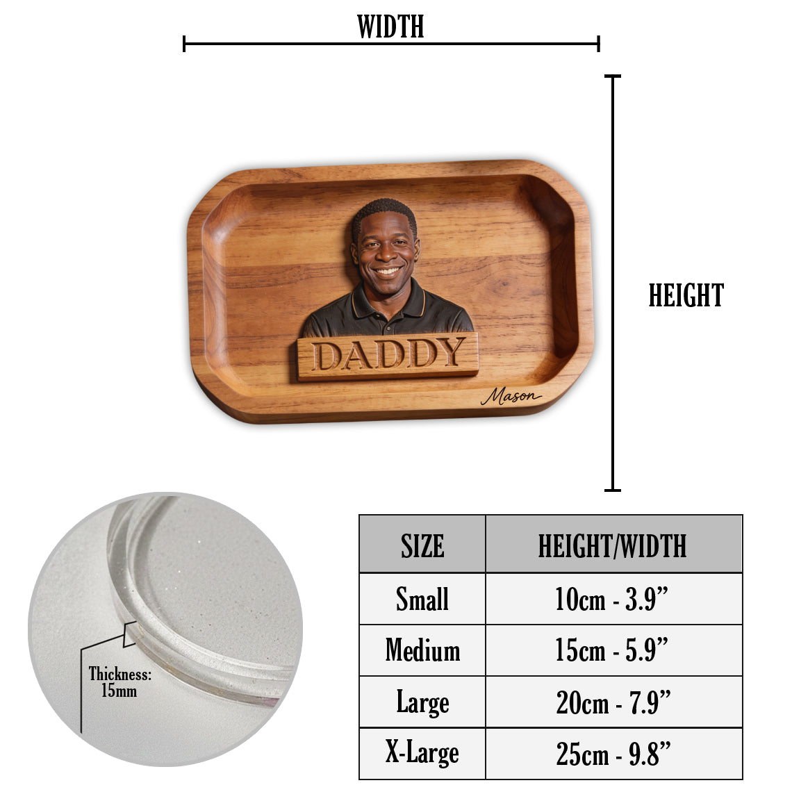 Dad Papa Everything Tray — From Real Photo - Personalized Father Catch-All Tray