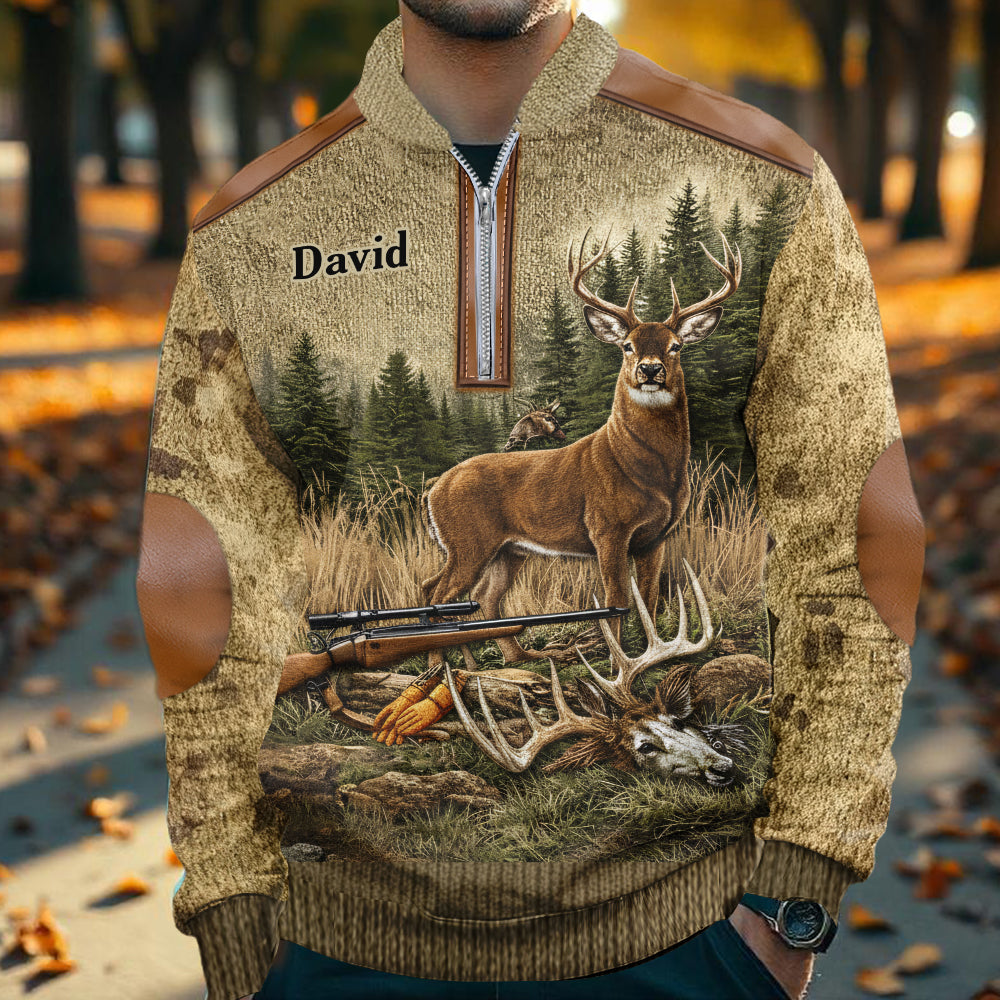 Hunting For Life - Personalized Hunting Men Zip-Up Sweatshirt