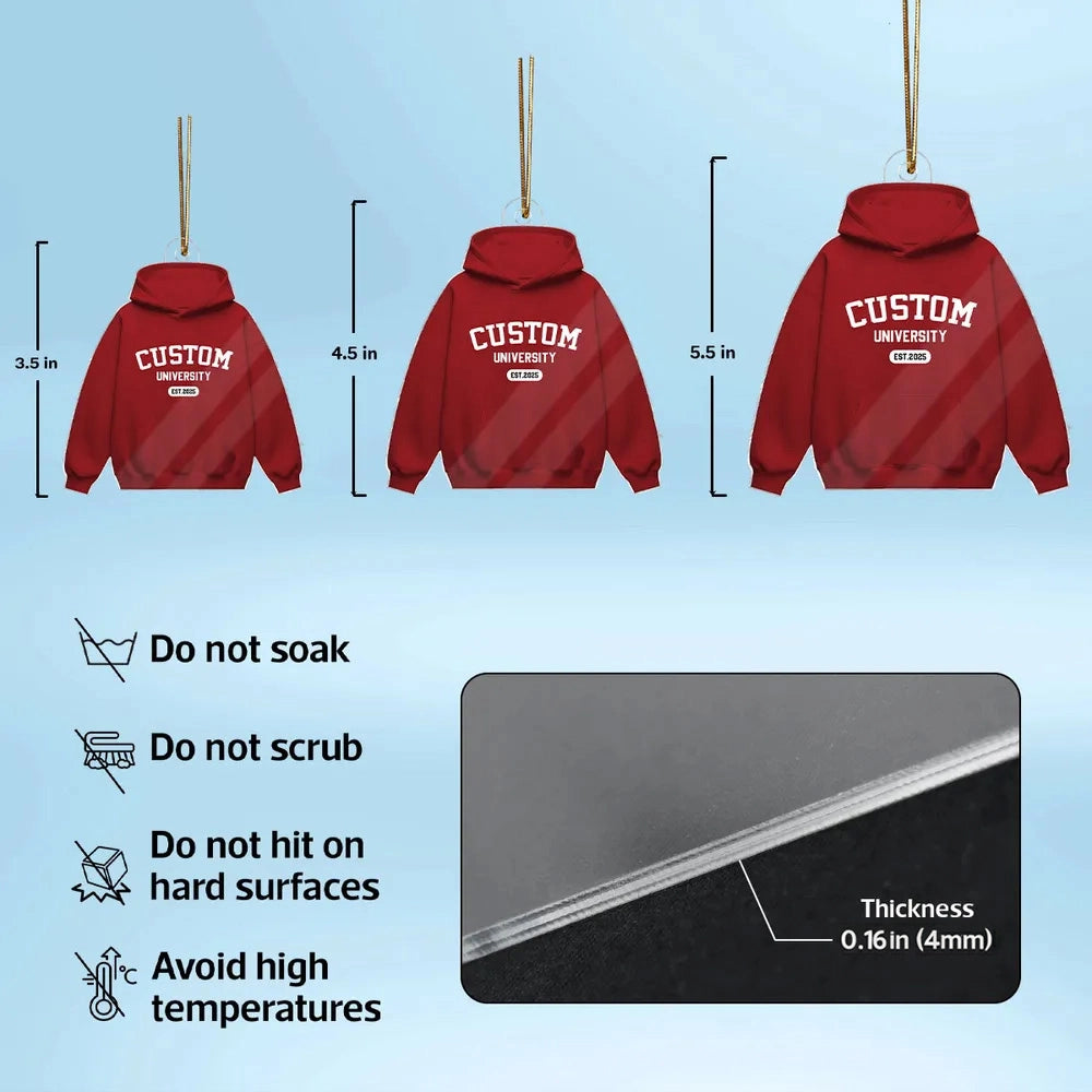 Personalized School Spirit Acrylic Ornament Custom University Sweater Look Holiday Decor Unique Gift