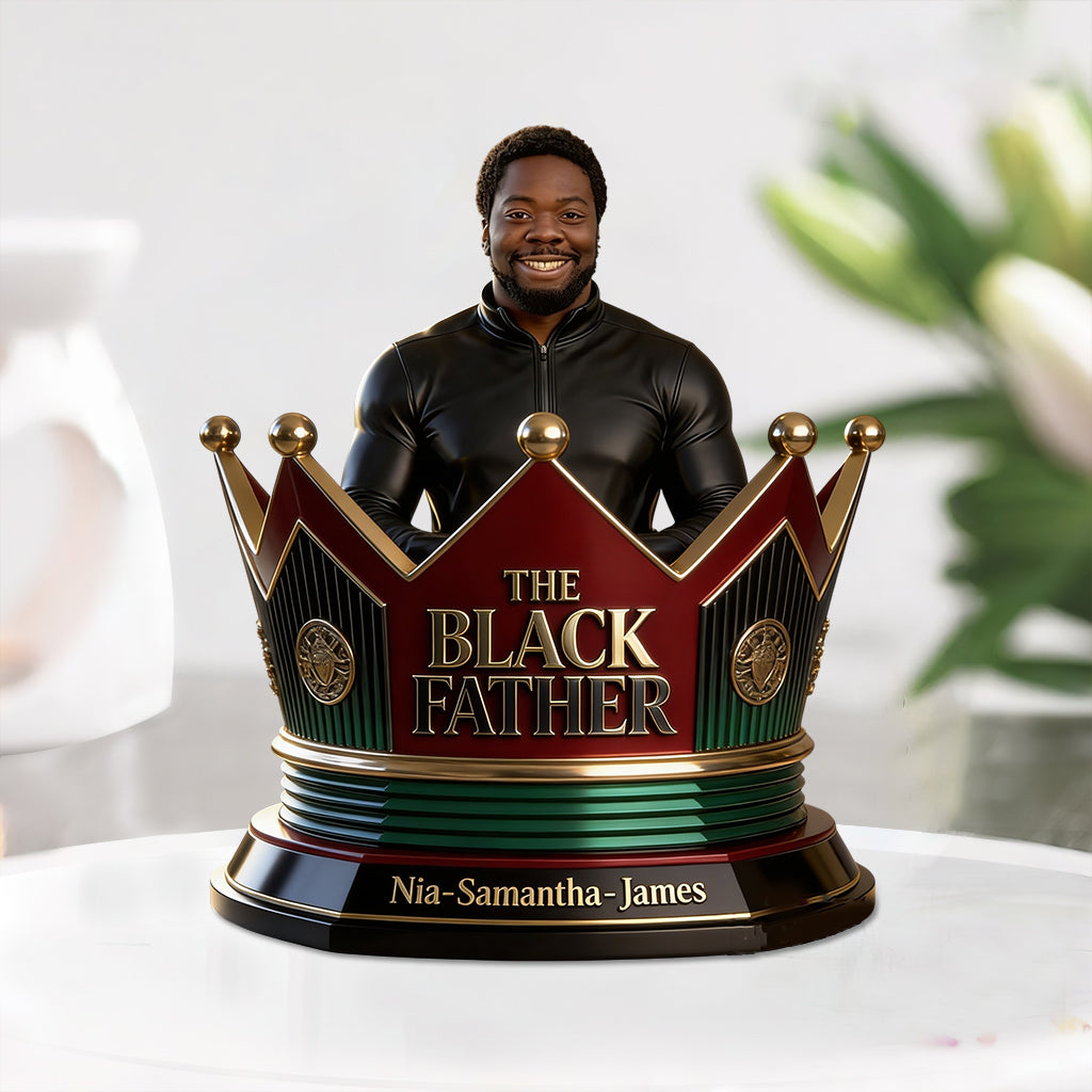 Black Father Custom From Photo - Personalized Father Custom Shaped Acrylic Plaque