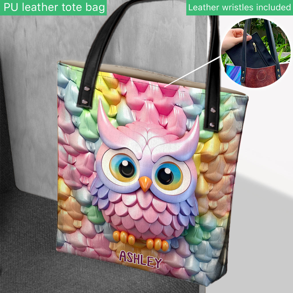 Colorful Owl - Personalized Owl Tote Bag