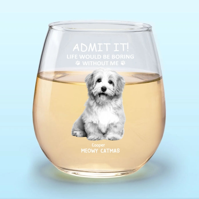 Personalized Beer Glass for Pet Lover Dad – Funny Father's Day Gift from the Dog – Admit Life Would Be Boring Without Me