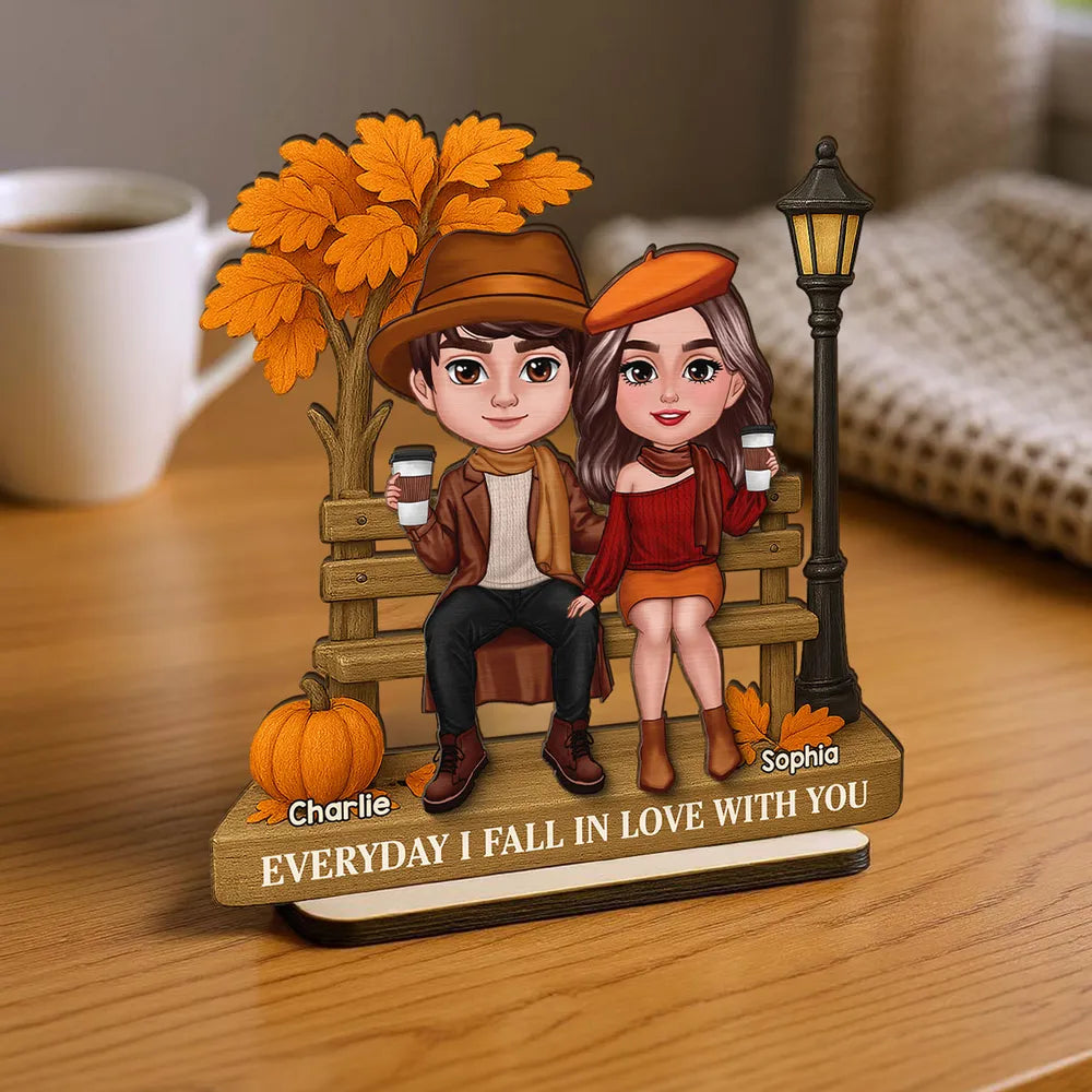 “Everyday I Fall in Love with You” Wooden Plaque – Custom Gift for Couples or Lovers