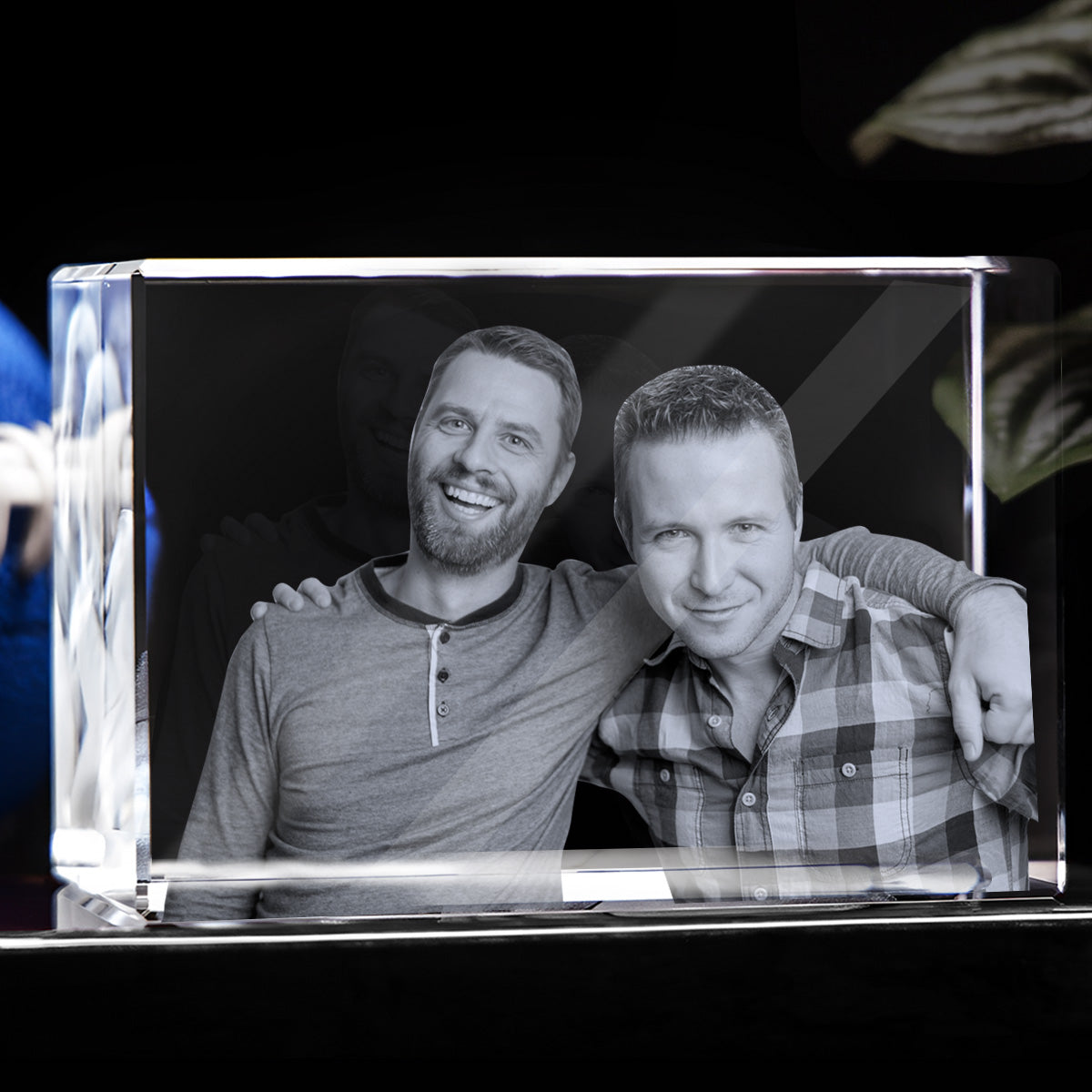 Custom Photo - Personalized grandson Laser Engraving 3D Cuboid Shaped Crystal Lamp